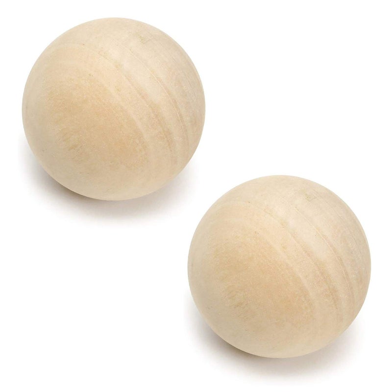 CYS EXCEL 3.5" Decorative Wood Ball (2 PCS) | Natural Round Unfinished Wood Sphere | DIY Arts & Crafts Wooden Balls - Image 1